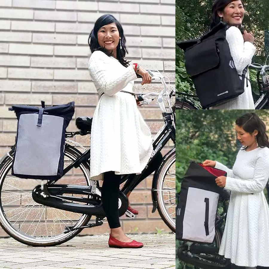 Gepcktrgertasche Damen Fahrrad Rucksack Millybo HANDY Fahrradtasche  Rolltop Rucksack Gepcktrgertasche