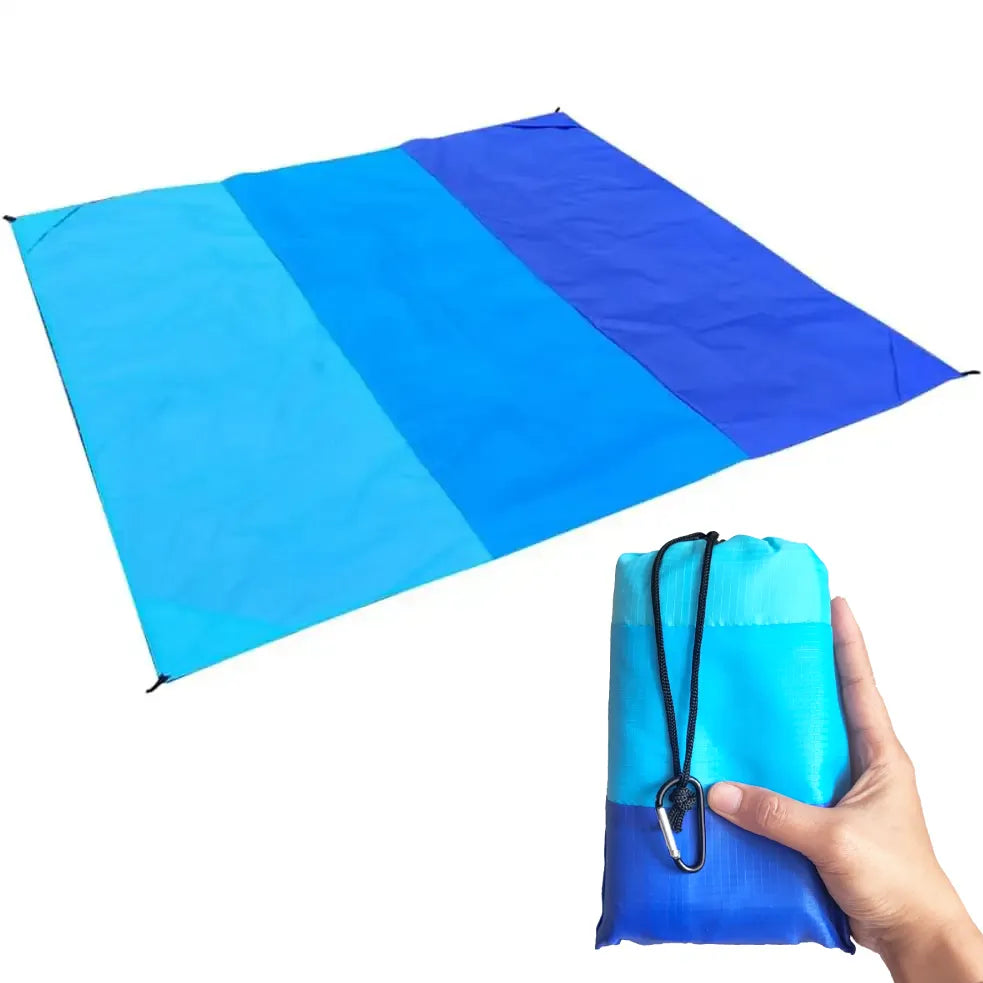 Blaue Picknickdecke leicht und kleines Packmaß auch Stranddecke