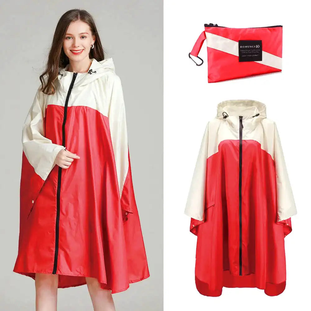 Rot weißer Damen Regenponcho