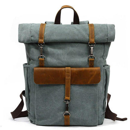 Rolltop Canvas Rucksack mit Leder "Nomad"