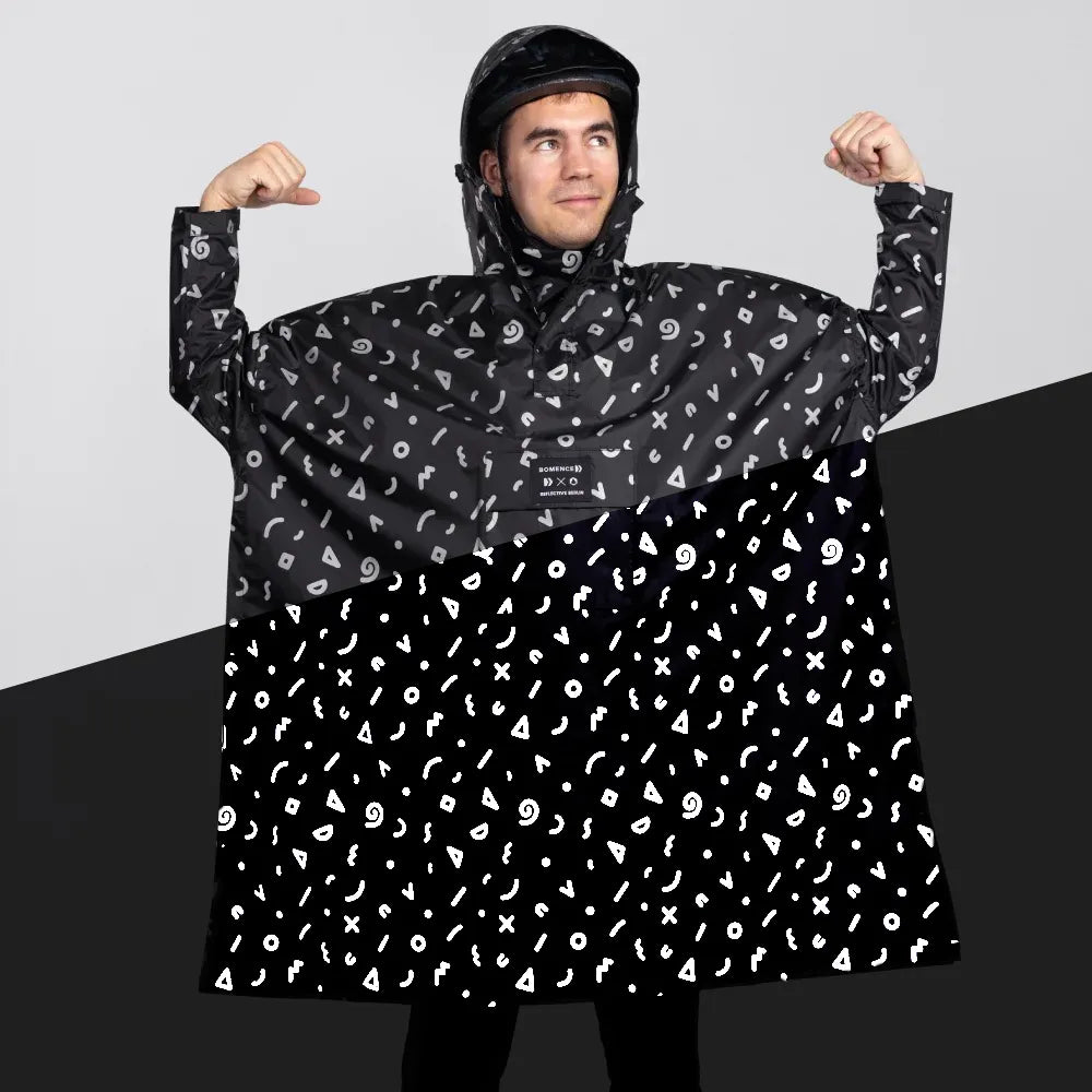 Fahrrad Regenponcho Herren reflektierendes Muster Doodle mit Reflective Berlin