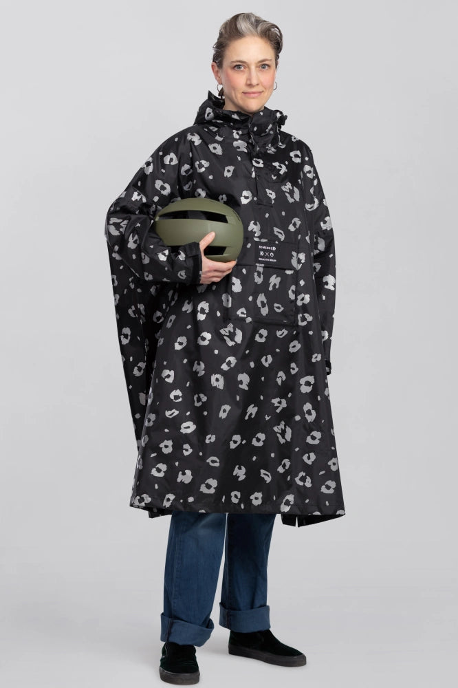 Fahrrad Regenponcho Leo lang mit Ärmeln und Reflektierend