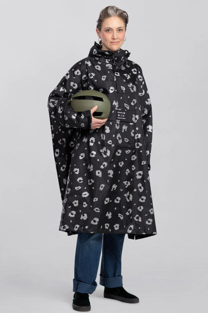 Fahrrad Regenponcho Leo lang mit Ärmeln und Reflektierend