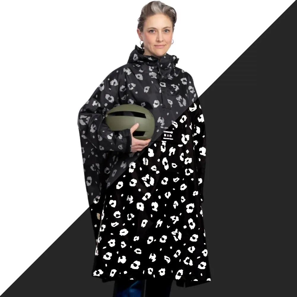 Regenponcho Damen Reflektierend mit Leoparden Print
