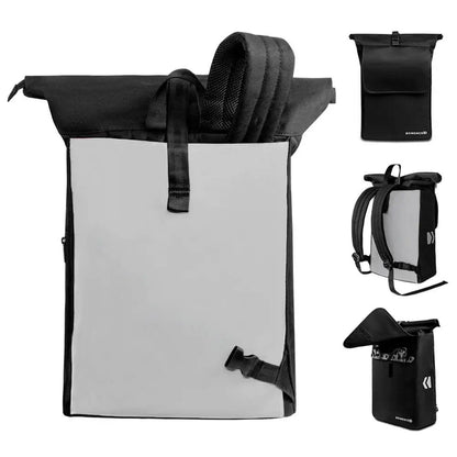 Rucksack Fahrradtasche, Reflektierende Fahrradtasche tragbar als Fahrradrucksack in schwarz reflektierend