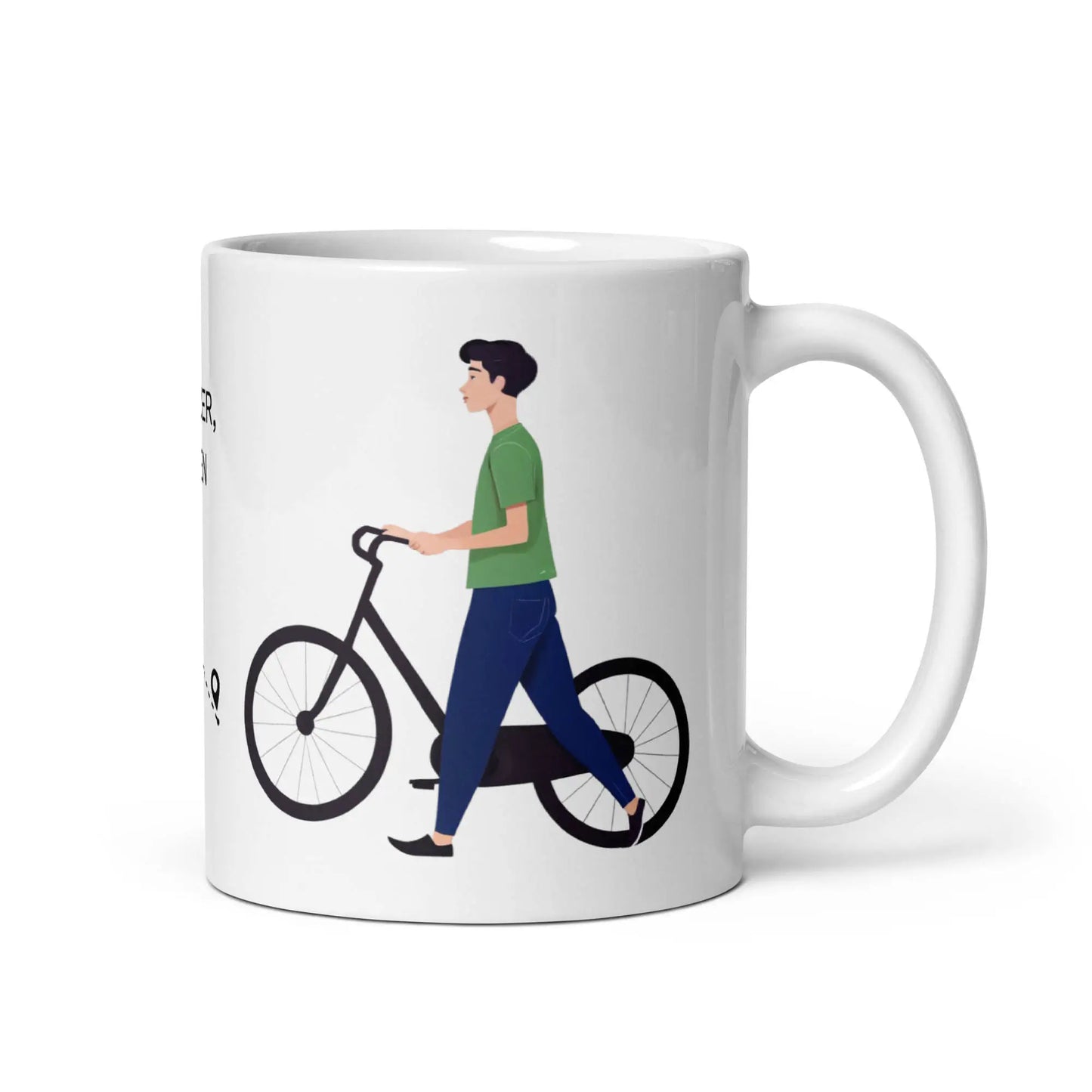 Tasse mit Fahrradmotiv und Spruch