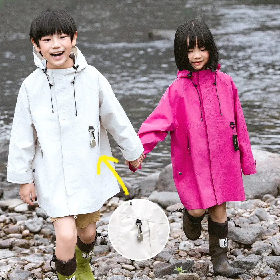Regenjacken weiß und pink für Kinder