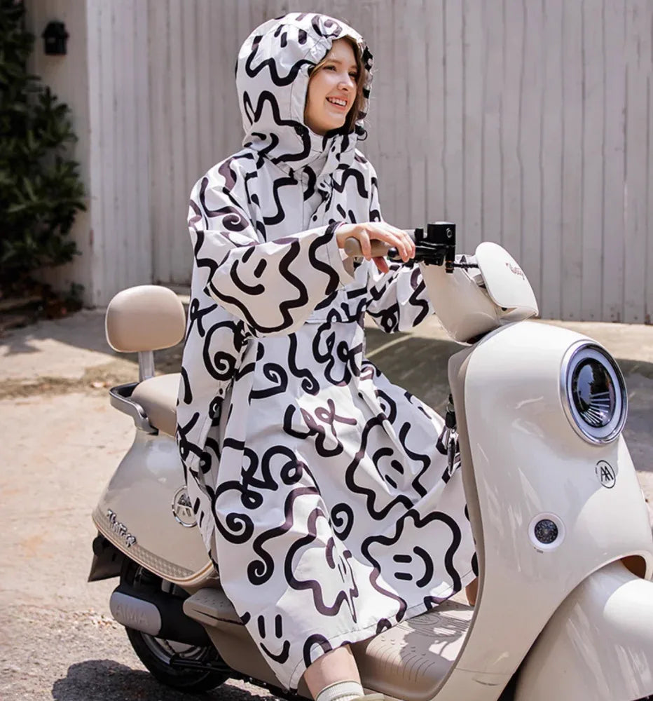langer Regenmantel Regenponcho für Moped mit Ärmeln