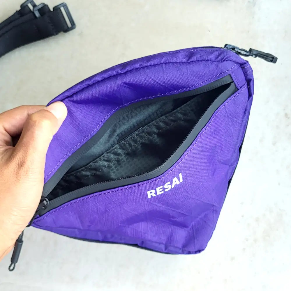 Kleine Fahrrad Rahmentasche lila mit wasserdichtem Reißverschluss, innentaschen und Innenfach