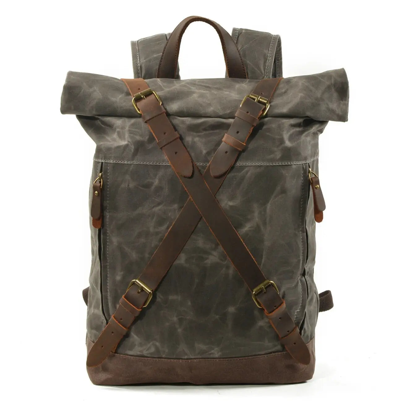 Rolltop Canvas Rucksack mit Leder "Hybrid"