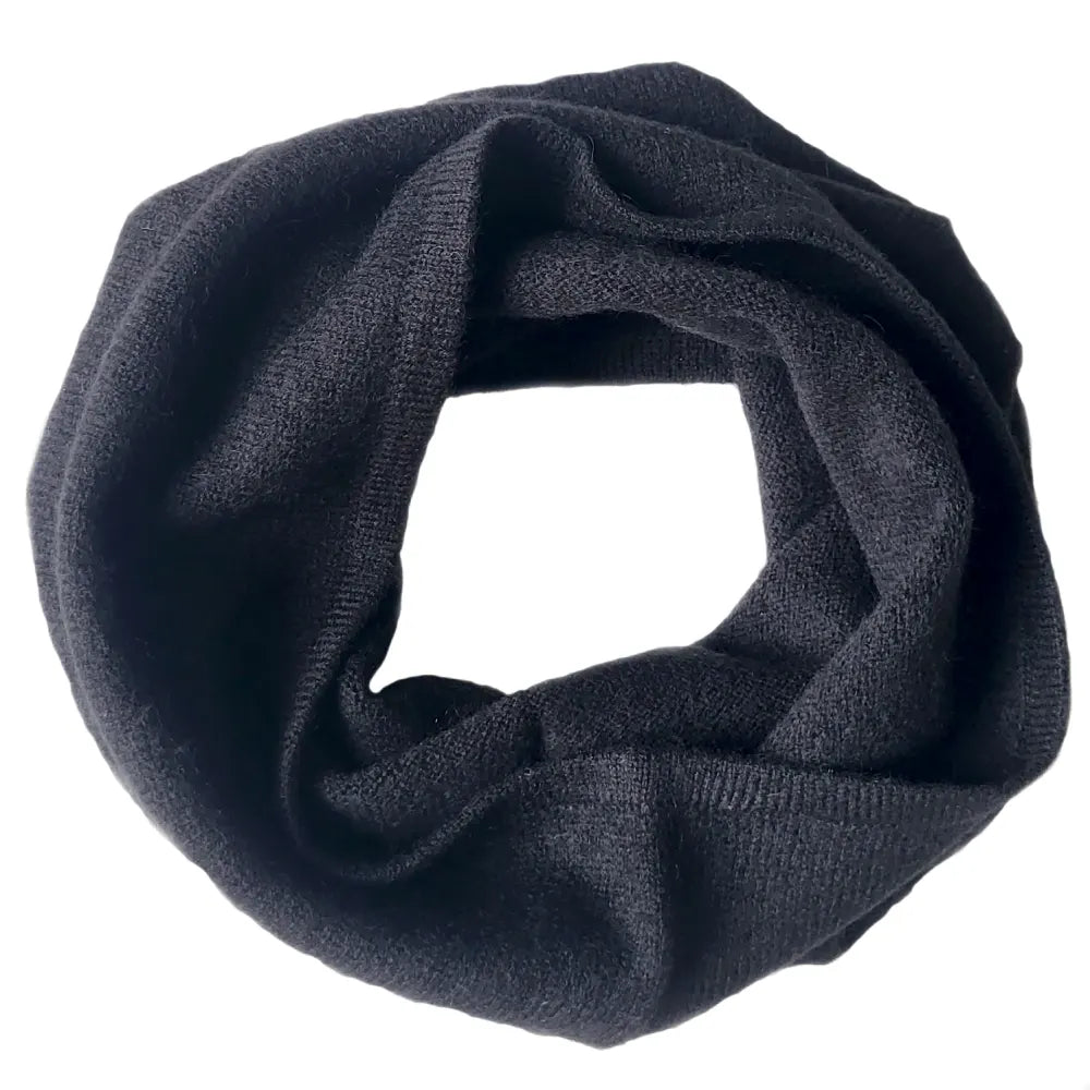 Leichter Kaschmir Schlauchschal in Schwarz rund