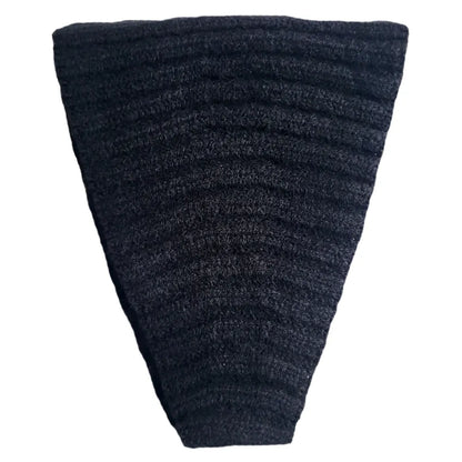 Stirnband schwarz dick aus Kaschmir für Winter vorne breit hinten schmal