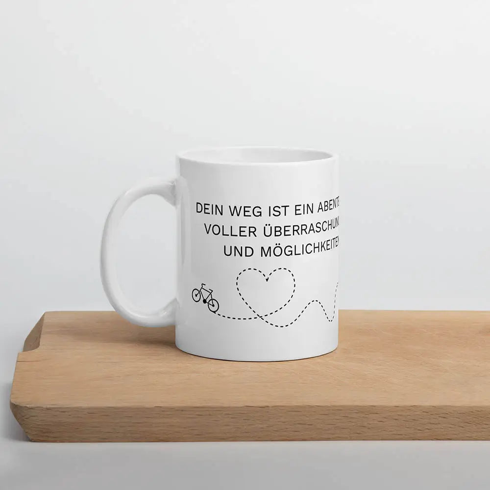 Tasse mit Fahrradmotiv und Spruch