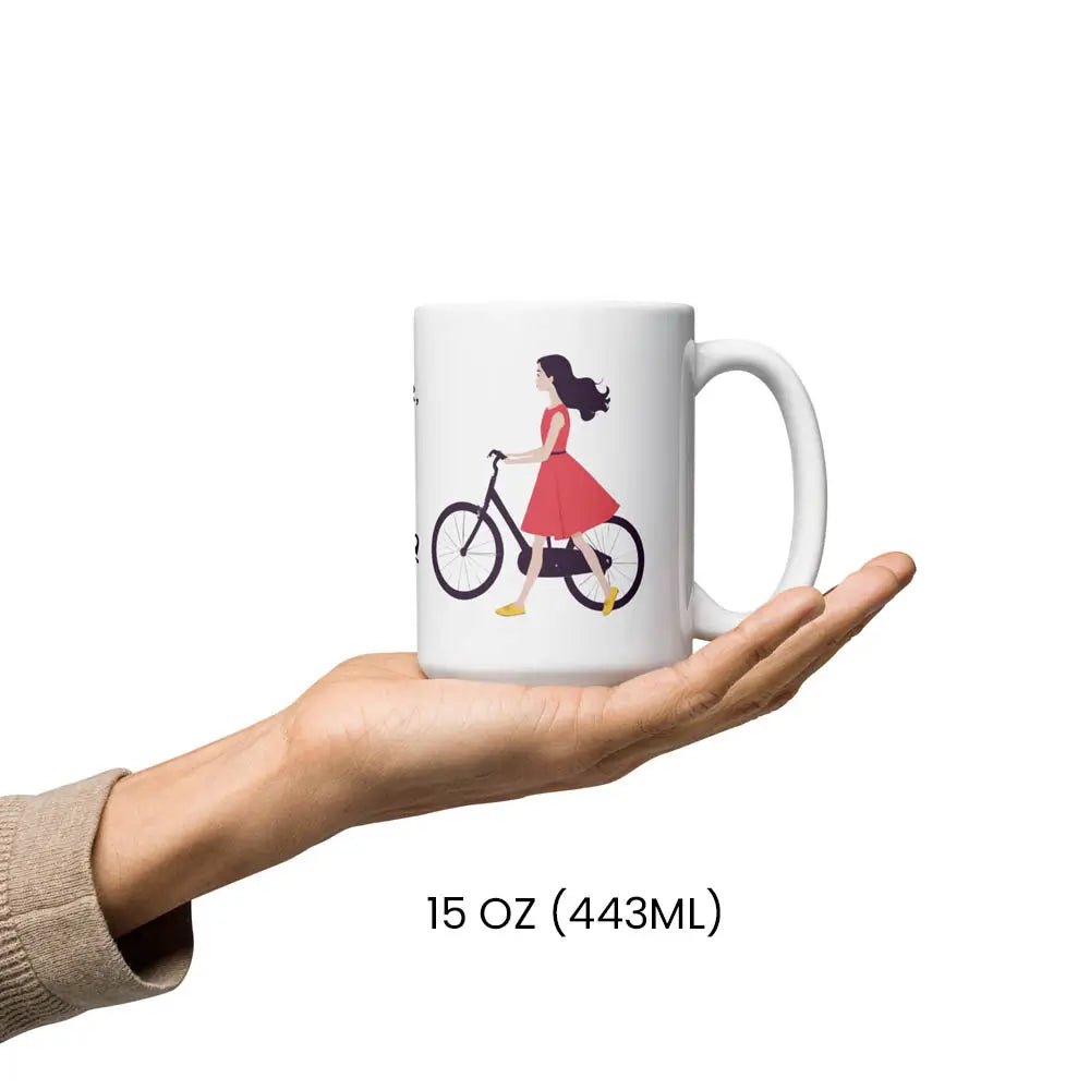 Tasse mit Fahrradmotiv und Spruch