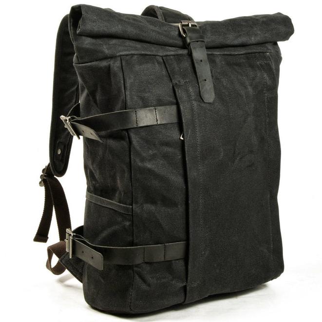 Canvas Rucksack mit Leder Rolltop "Loft"