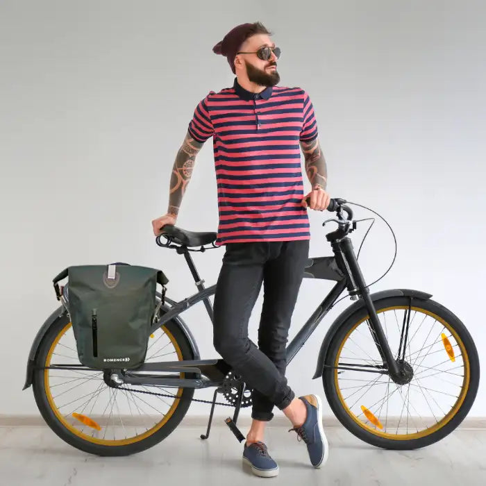 fahrradtasche mintgrün Wasserdichte Fahrradtasche für Gepäckträger 25L – Bomence