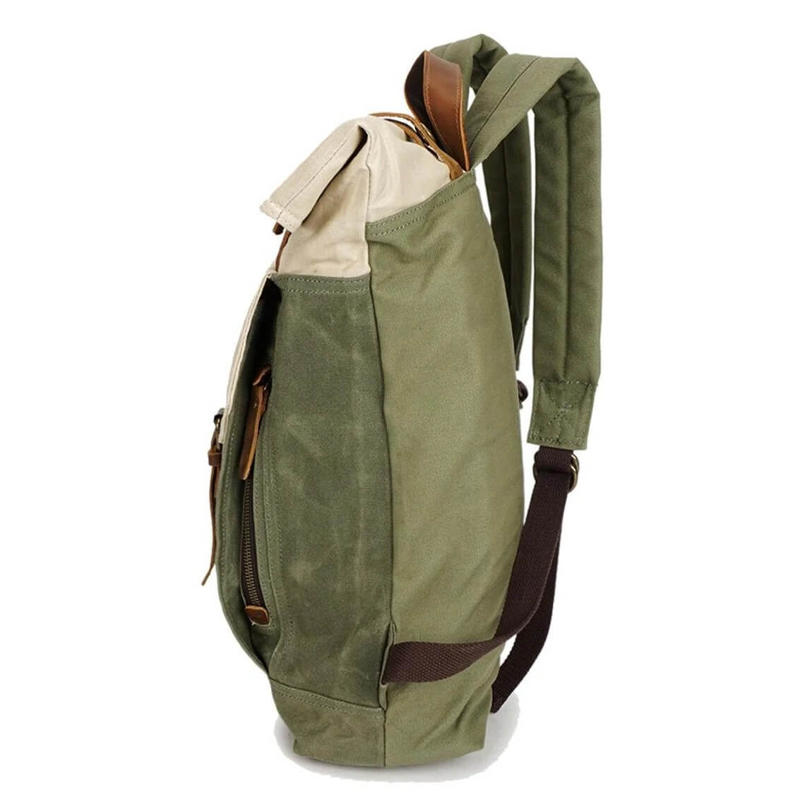 rucksack seitlich gruen