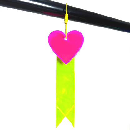 Reflektor Anhänger Rucksack Tasche Herz pink gelb