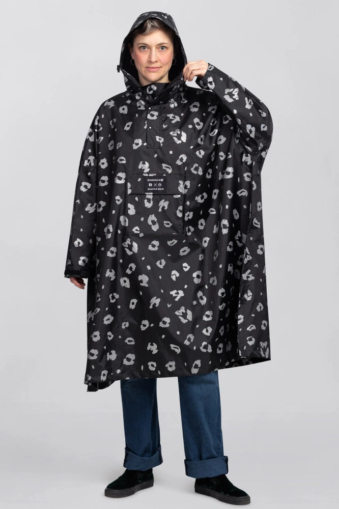 Regenponcho Leo Damen mit Kapuze und Ärmeln