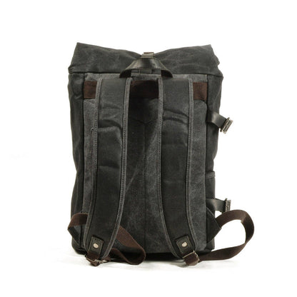 Canvas Rucksack mit Leder Rolltop "Loft"