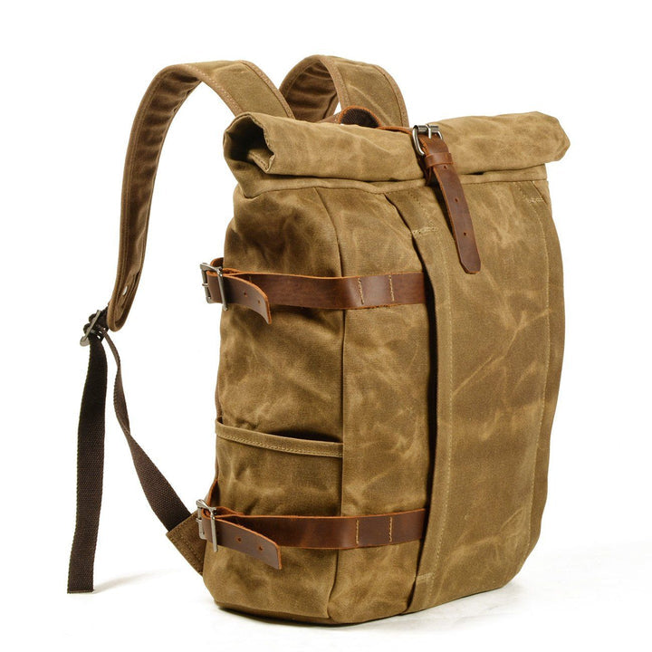 Canvas Rucksack mit Leder Rolltop "Loft"