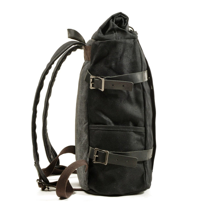 Canvas Rucksack mit Leder Rolltop "Loft"