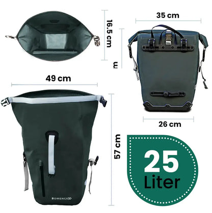 Dubbele fietstassen voor bagagedrager - set van 2 (Pioneer groen) 