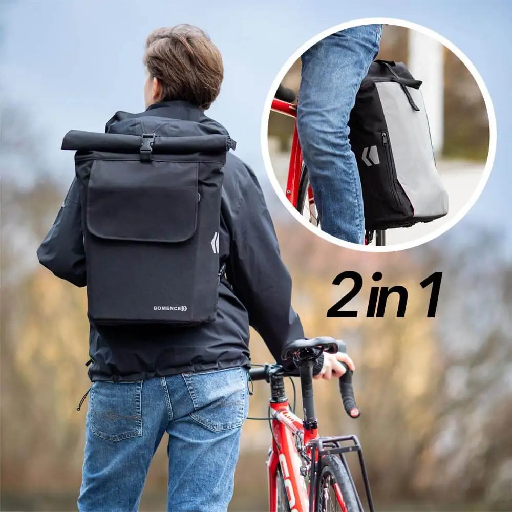 Fahrradtasche Rucksack 2-in-1: Reflektierende Seitentasche