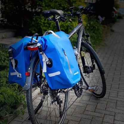 fahrradtaschen gepäckträger doppelt Wasserdichte Fahrradtaschen für Gepäckträger Blau – Bomence