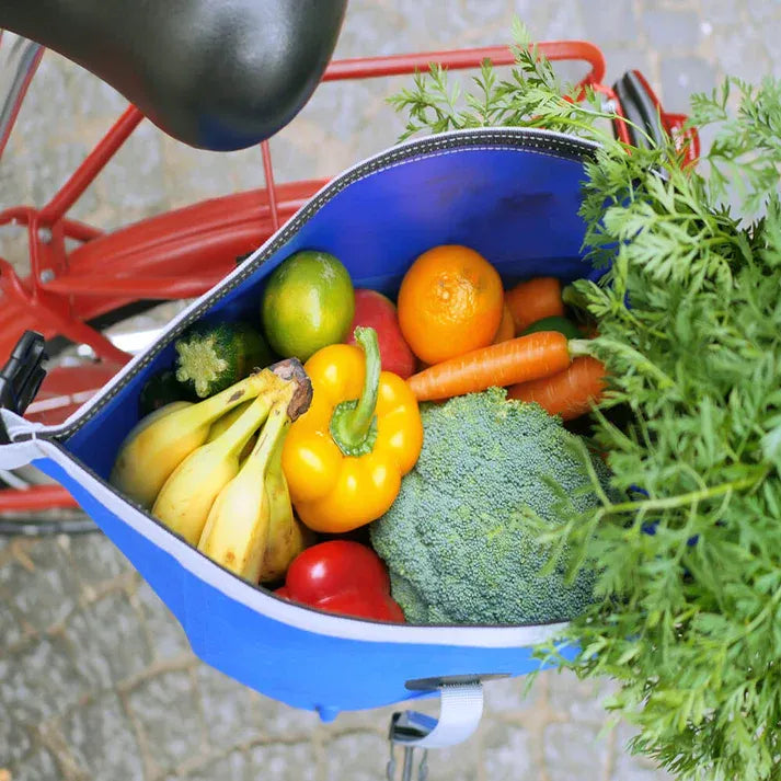 fahrradtasche gepäckträger zum einkaufen Wasserdichte Fahrradtaschen für Gepäckträger Blau – Bomence