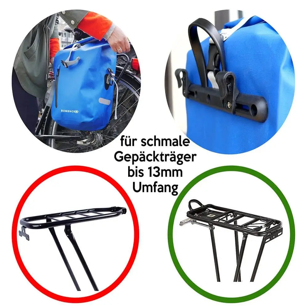 Doppel Fahrradtasche für Gepäckträger - Set 2 Stück (blau)