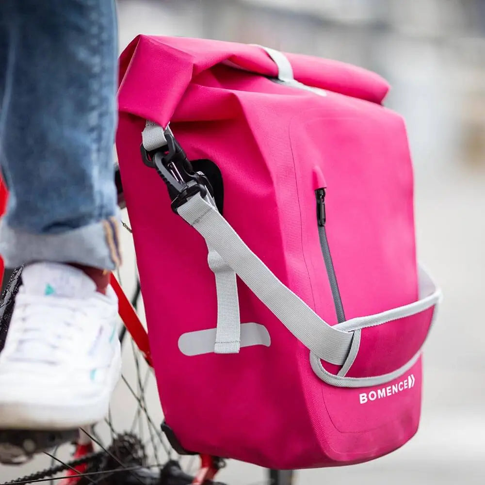 Pinke Fahrradtasche für Gepäckträger Damen – Bomence