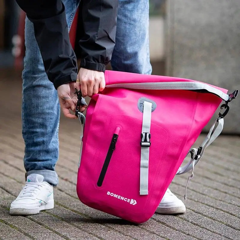 Pinke Fahrradtasche für Gepäckträger Damen – Bomence